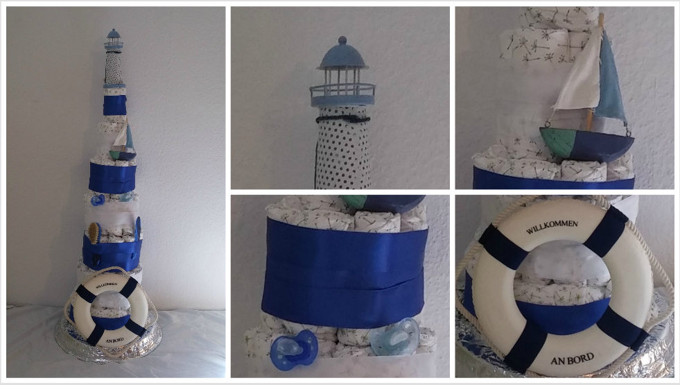 Windeltorte Leuchtturm Anker Schiff